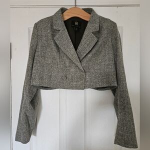 House Of Harlow 1960 Grey Crop Long Sleeve Blazer Size Large